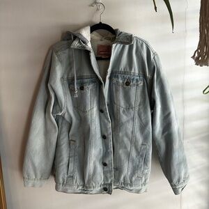 Brooklyn Denim jacket Sherpa lined with hood